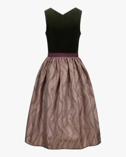 Biana Midi-Samtdirndl mit Sylvia Seidenschürze
