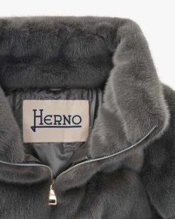 Daunen-Kunstfelljacke