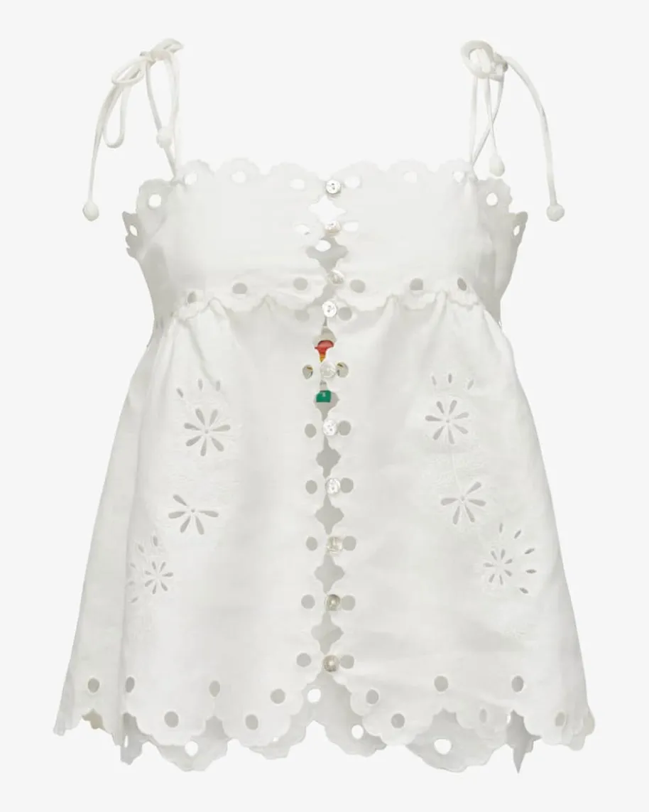 Flowers Richelieu Leinentop