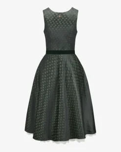 Jäger Midi-Dirndl mit Seidensamt-Schürze