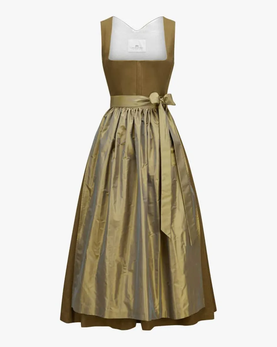 Leinen-Dirndl lang mit Schürze