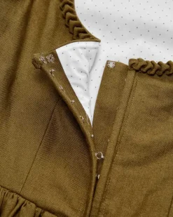 Leinen-Dirndl lang mit Schürze