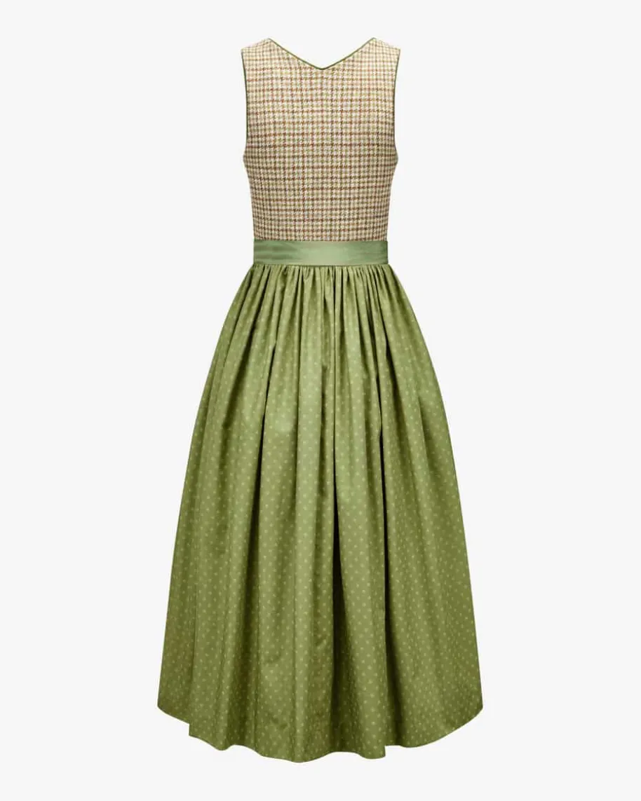 Marie Tweed Dirndl lang mit Seidenschürze