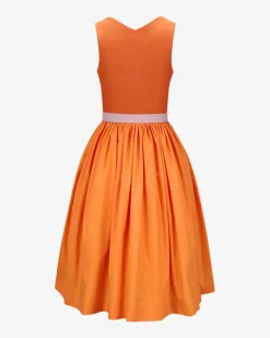 Midi-Dirndl mit Leinen-Schürze