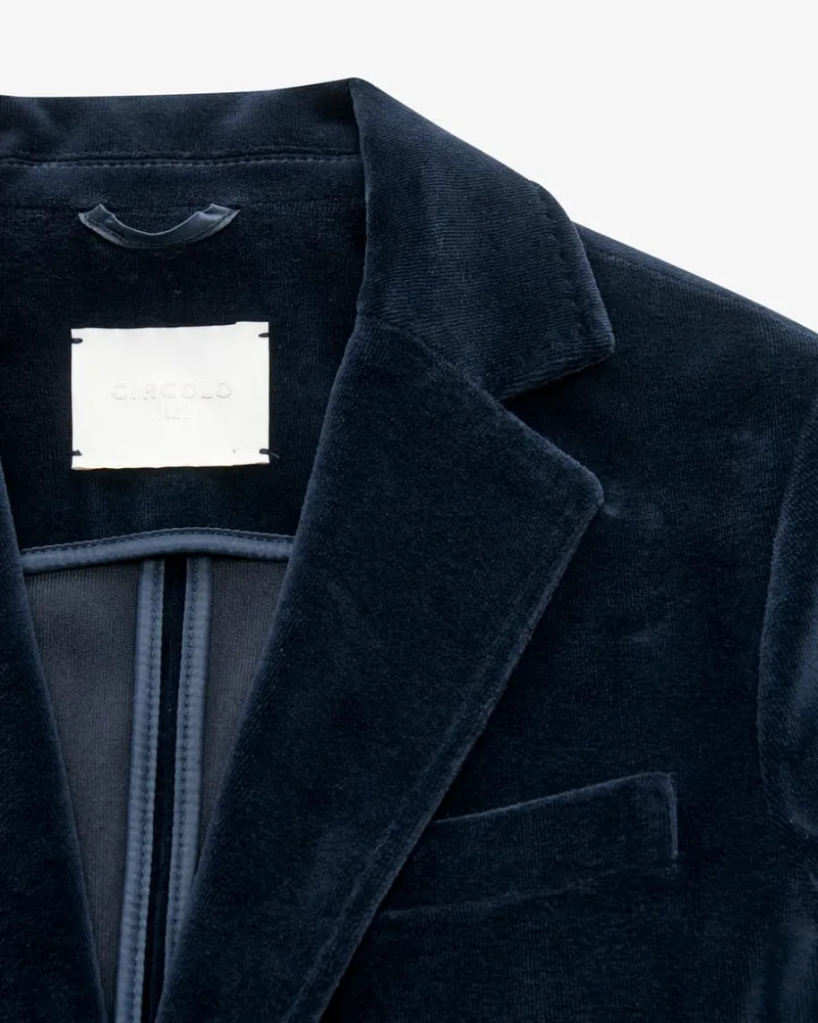 Samtblazer Slim Fit aus Baumwoll-Mix