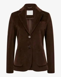 Samtblazer Slim Fit aus Baumwoll-Mix