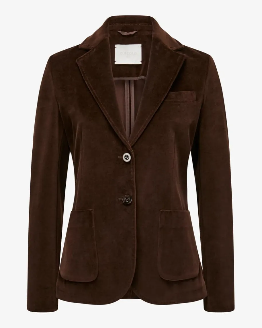 Samtblazer Slim Fit aus Baumwoll-Mix