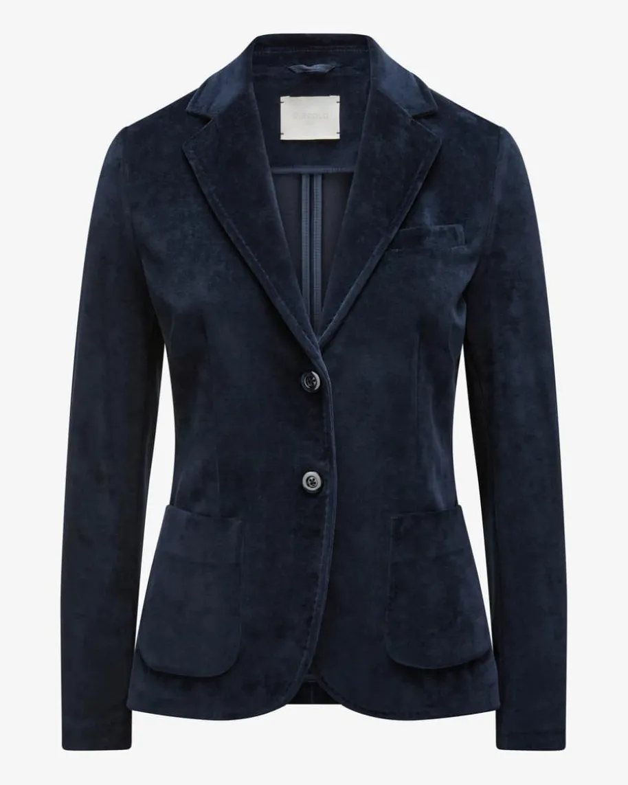Samtblazer Slim Fit aus Baumwoll-Mix