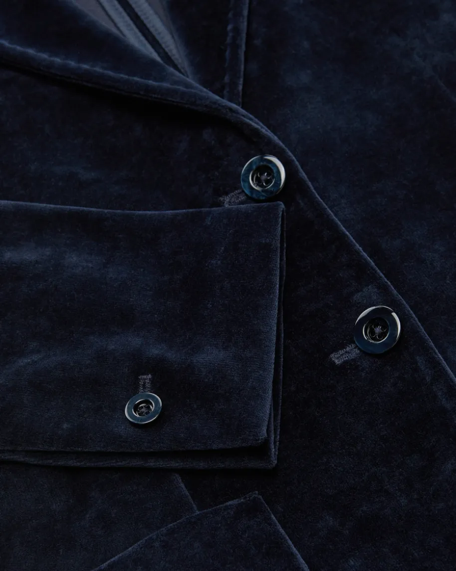 Samtblazer Slim Fit aus Baumwoll-Mix