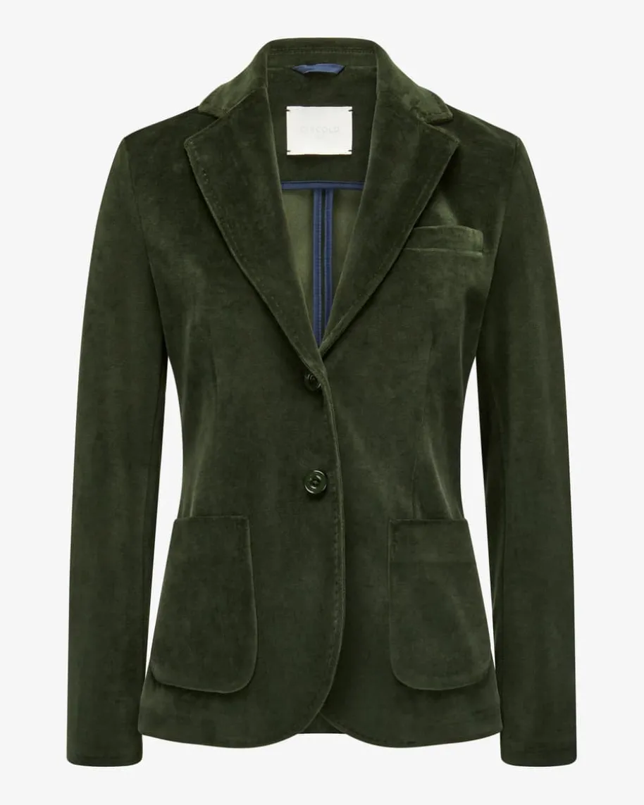 Samtblazer Slim Fit aus Baumwoll-Mix