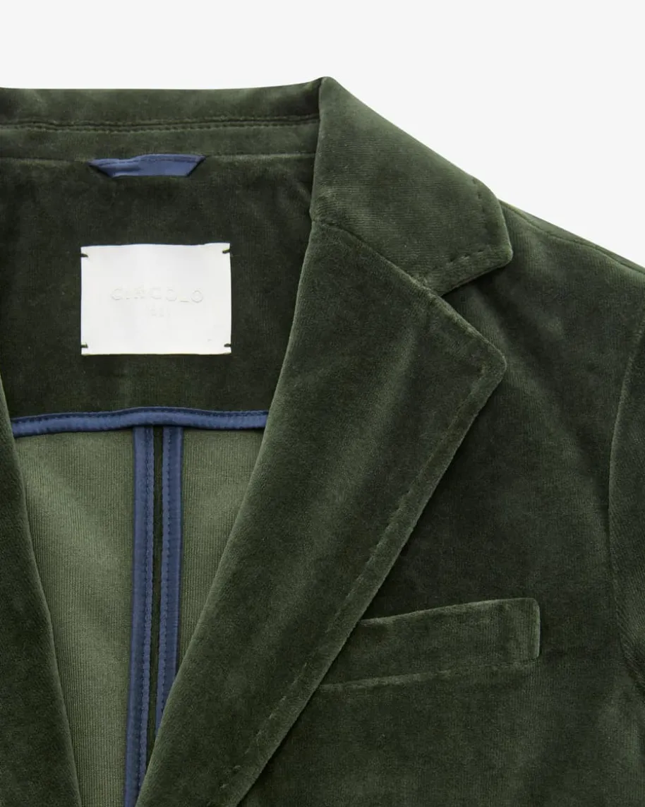 Samtblazer Slim Fit aus Baumwoll-Mix