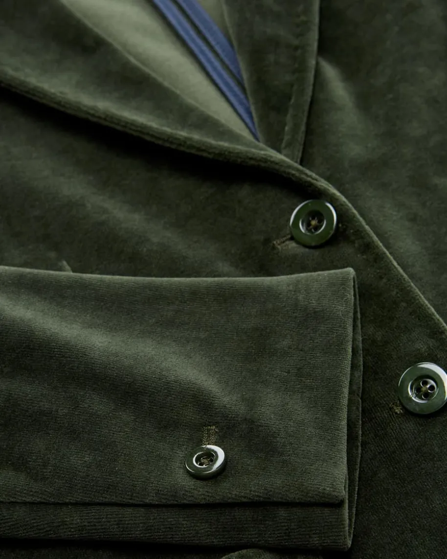 Samtblazer Slim Fit aus Baumwoll-Mix