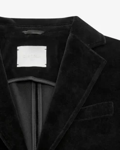 Samtblazer Slim Fit aus Baumwoll-Mix