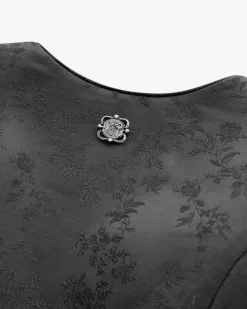 Schwarze Rose Midi-Dirndl mit Seidensamt-Schürze