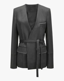 Shrunken Collarless Blazer aus Wolle