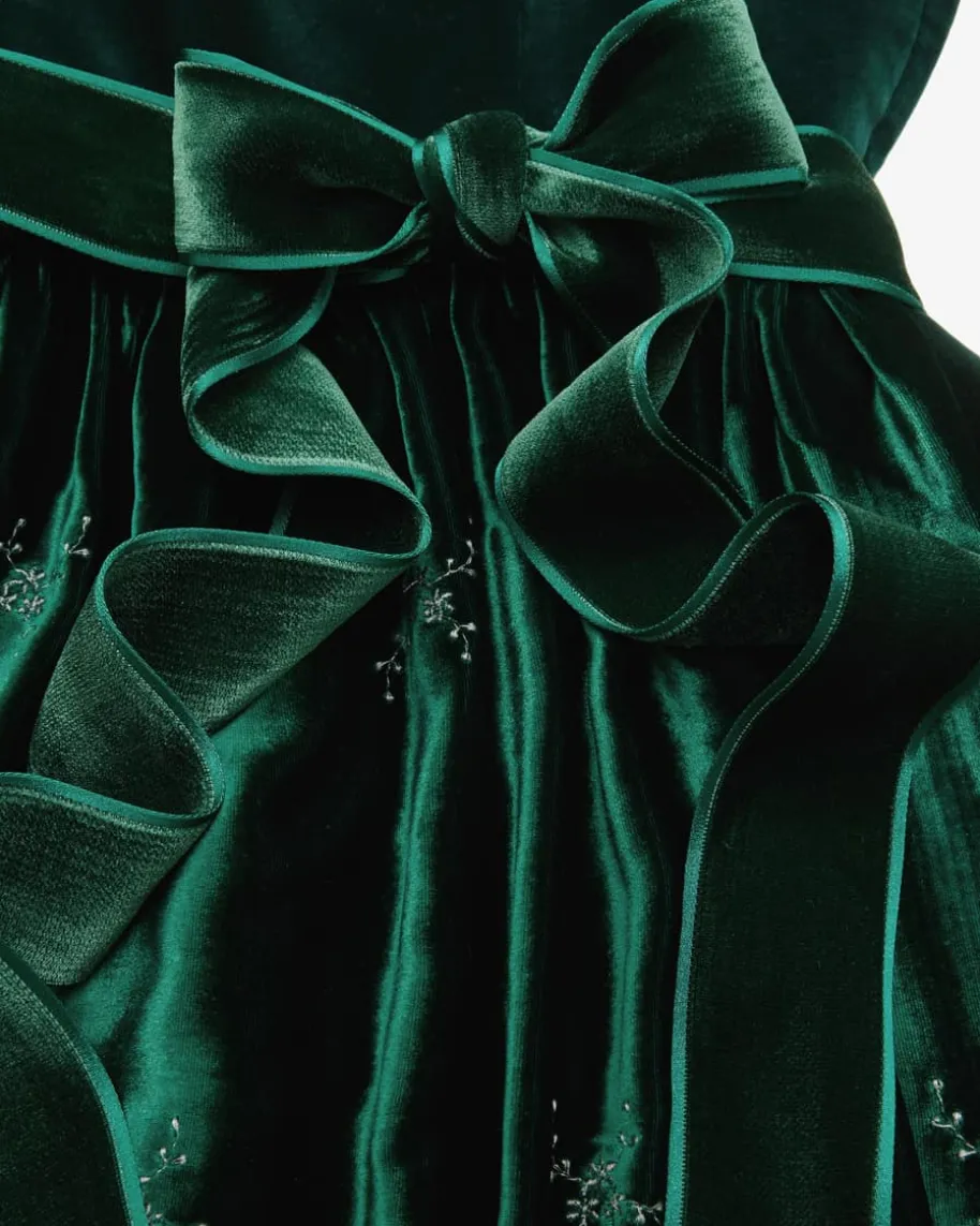 Smaragd Midi-Dirndl mit Seidenschürze